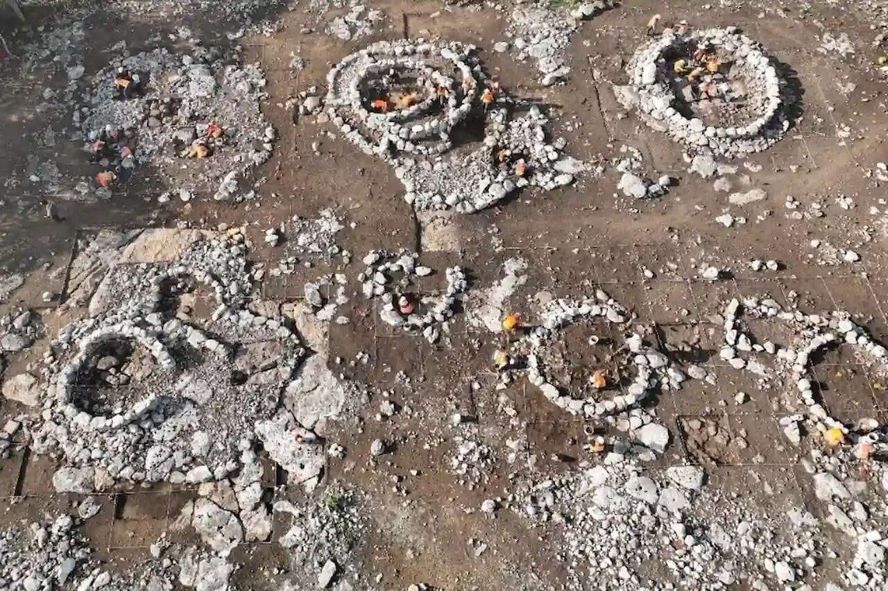 Aerial view of archaeological remains at the newly discovered Maya settlement of K’oxol Ja’ II in Yucatán, Mexico