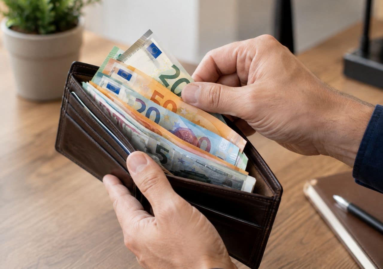 Euro currency in a wallet