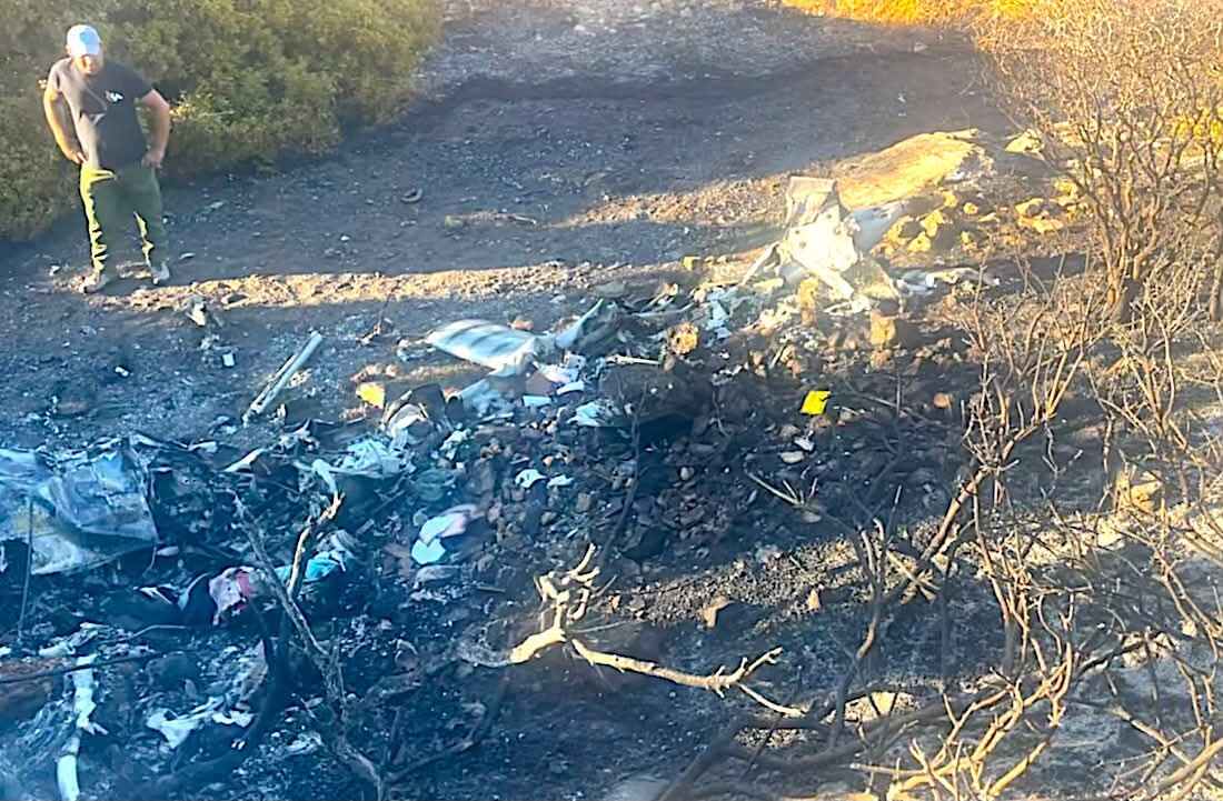 Helicopter crash wreck on Greek Island of Sifnos