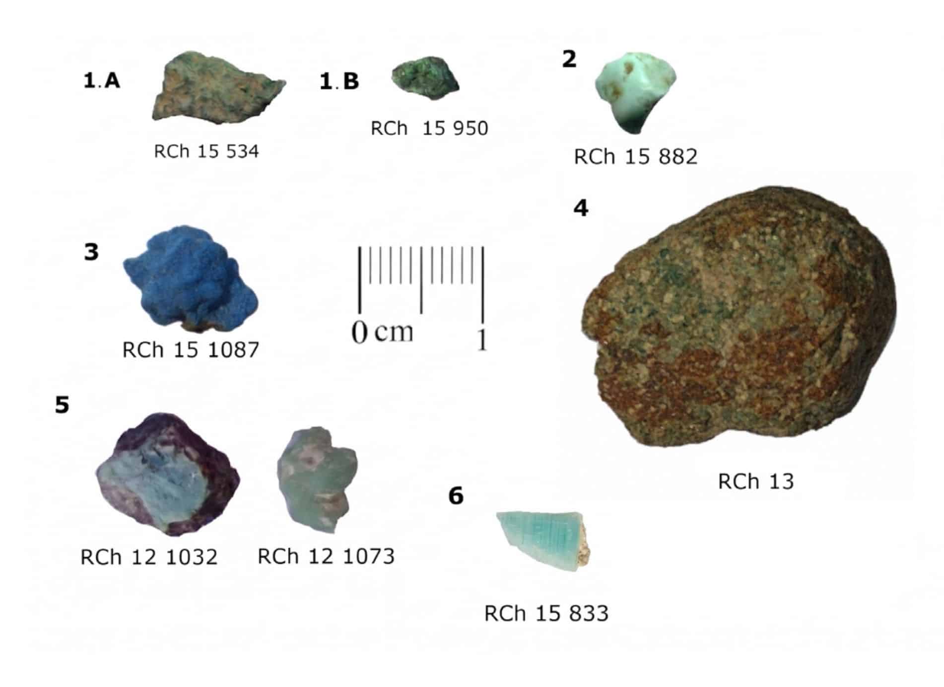 Macroscopic classification of the analyzed materials, showing representative examples of each of the six groups described