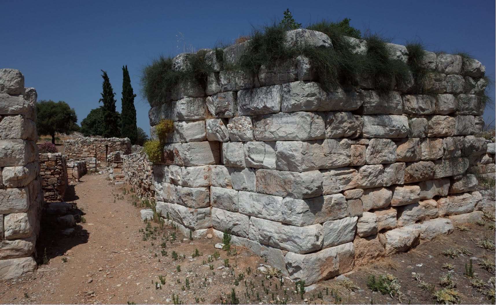 Preserved stone walls of the Fortress of Rhamnous