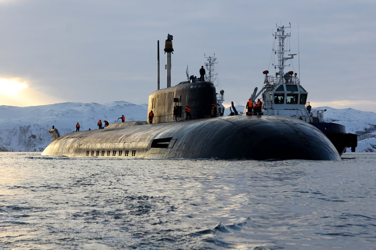 Russian Northern Fleet nuclear-powered submarine K-266 Orel returning to its permanent base in Russia’s Murmansk region.