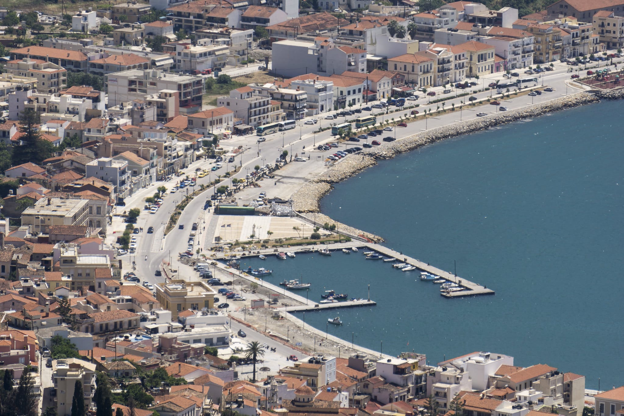 Aerial view of Samos harbor, one of the eastern Aegean islands recording strong tourist arrivals from Turkey in 2026.