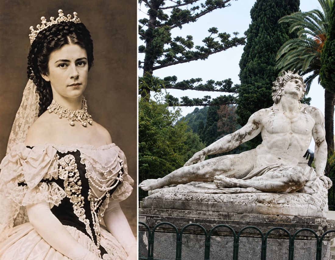 Empress Elisabeth of Austria, known as Sisi, at the Achilleion in Corfu, the palace she created as a private retreat inspired by her fascination with Greece, Greek mythology and Achilles.