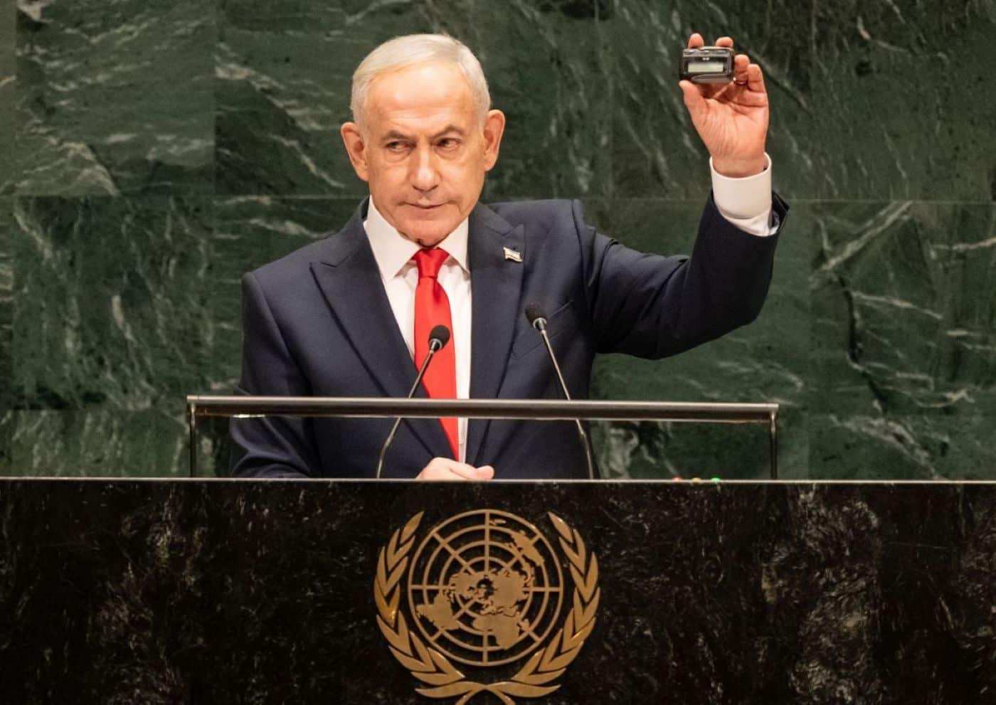 Israeli Prime Minister Benjamin Netanyahu addresses the UN General Assembly in New York, where he criticized Turkish President Recep Tayyip Erdogan over Cyprus and Greece.