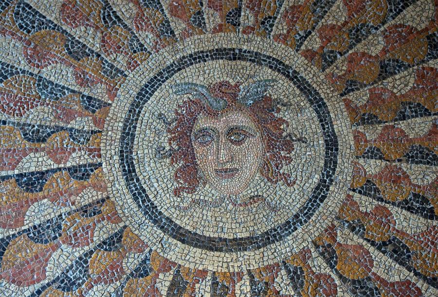 Ancient mosaic of Medusa in Rhodes