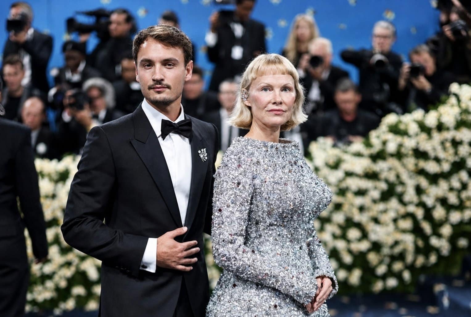 Brandon Thomas Lee and mother pamela Anderson at the 2025 Met Gala in New York