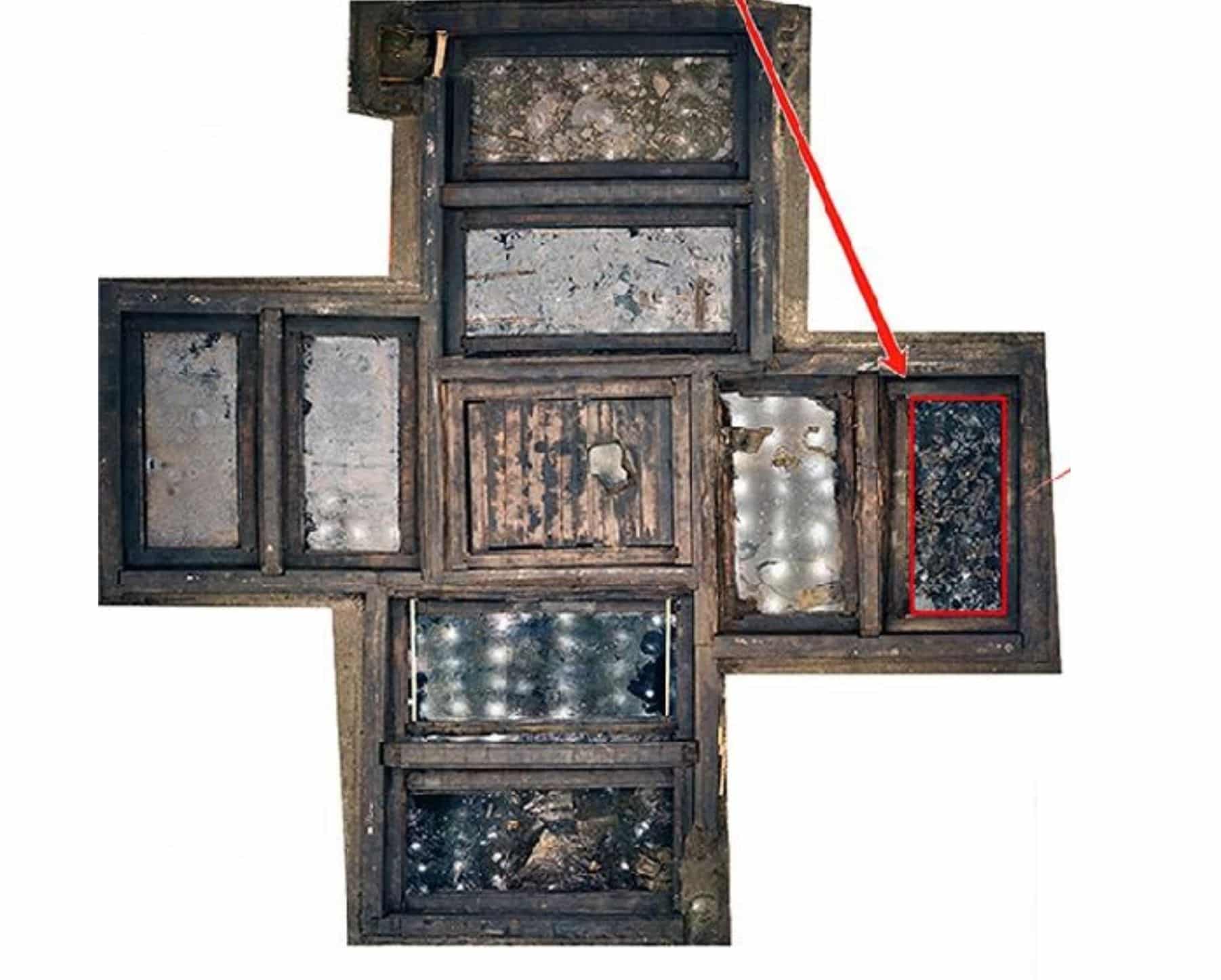 Top view of Tomb 1 after removal of the cover woods