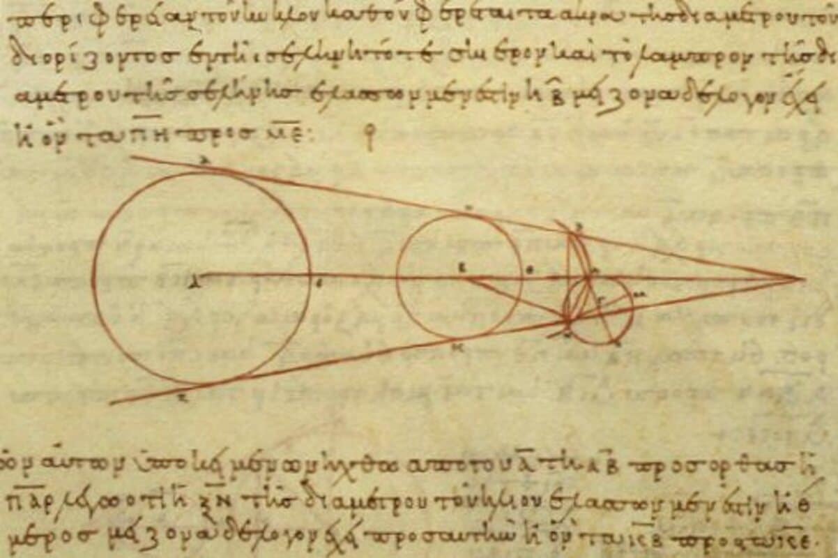 Aristarchus' heliocentric calculations, 10th century AD manuscript