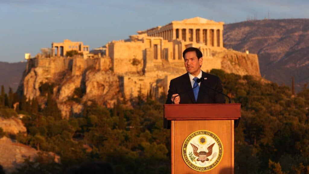 Greek Cursive Examples Marco Rubio Praises Greece as Model for Europe at Birthplace of ...