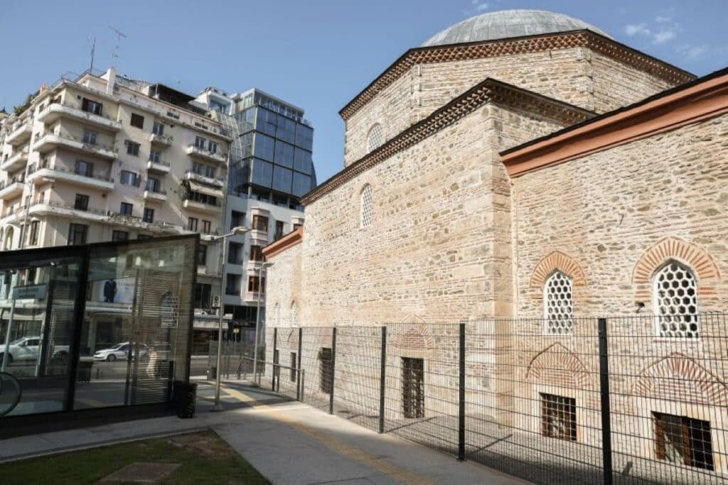 The restored Hamza Bey Mosque, known as Alkazar, in central Thessaloniki.