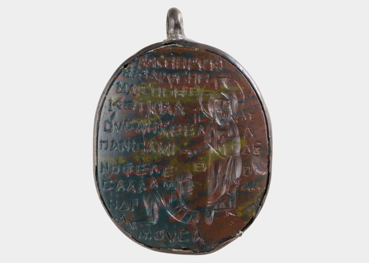 A Christian hematite amulet