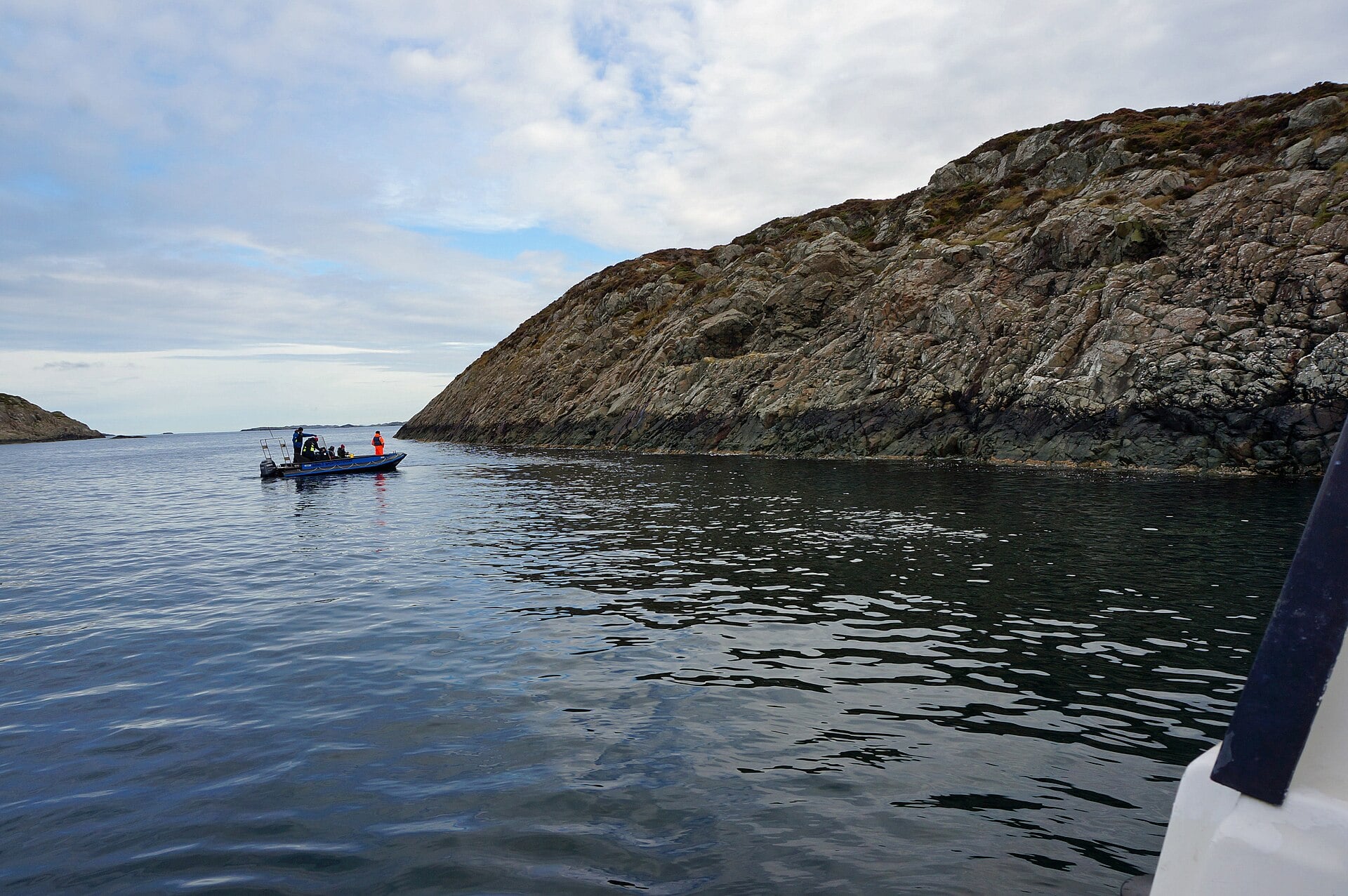 A research boat near Hespriholmen, a remote island off Norway's western coast