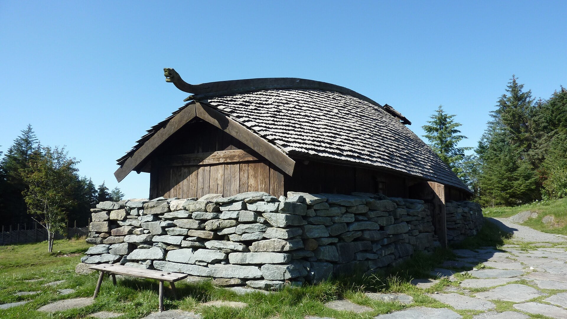 Reconstructed Viking longhouse at Avaldsnes Viking Farm