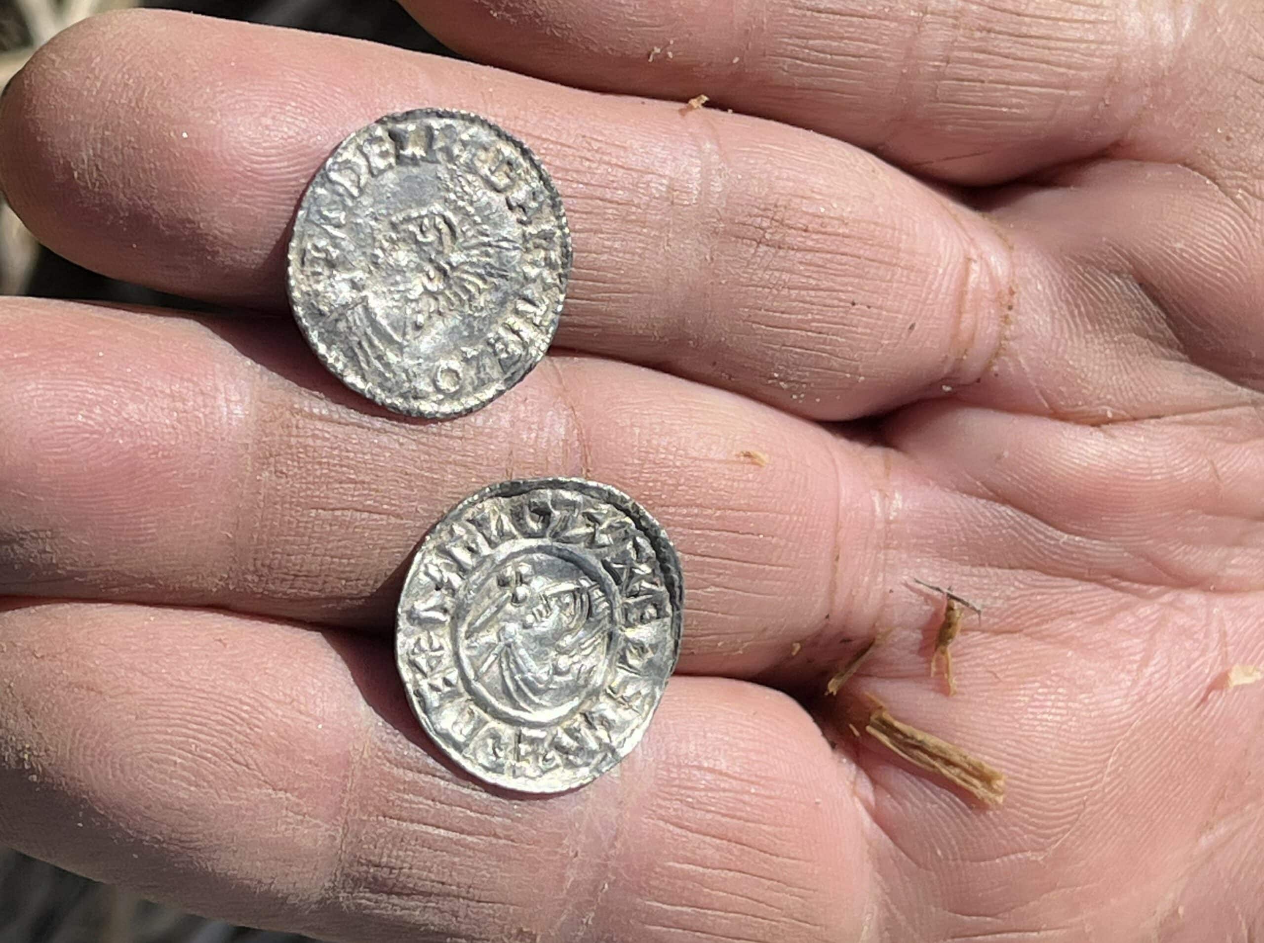 Two of the silver coins from the treasure